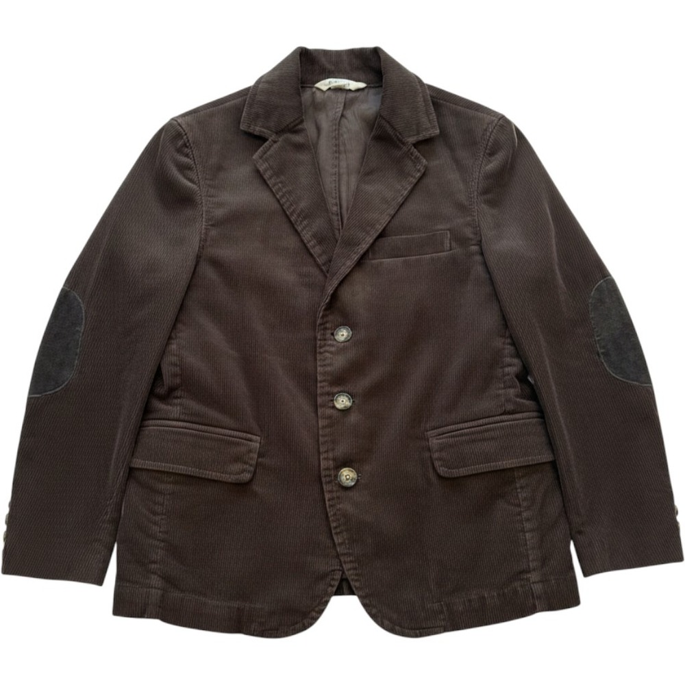 Lands' End Corduroy Blazer Kids Small 8 Brown Elbow Patches Sport Coat Jacket
